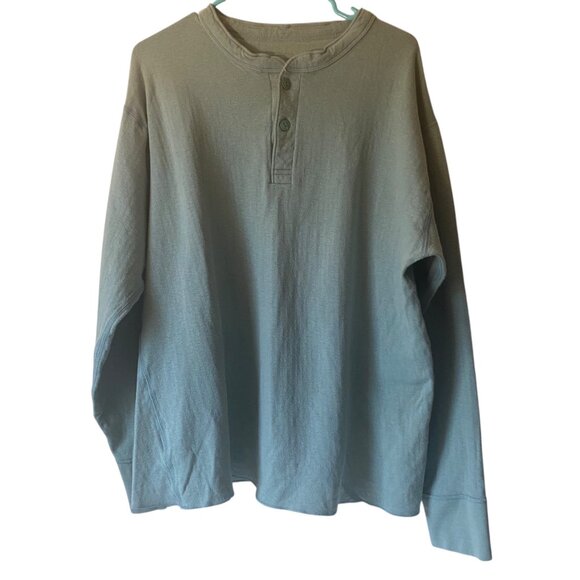 L.L. Bean Men XL Green Henley Long-Sleeve Shirt Button-Front Wool Blend Canada - Picture 1 of 8